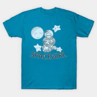 Space Girl Astronaut Holding Teddy Bear T-Shirt